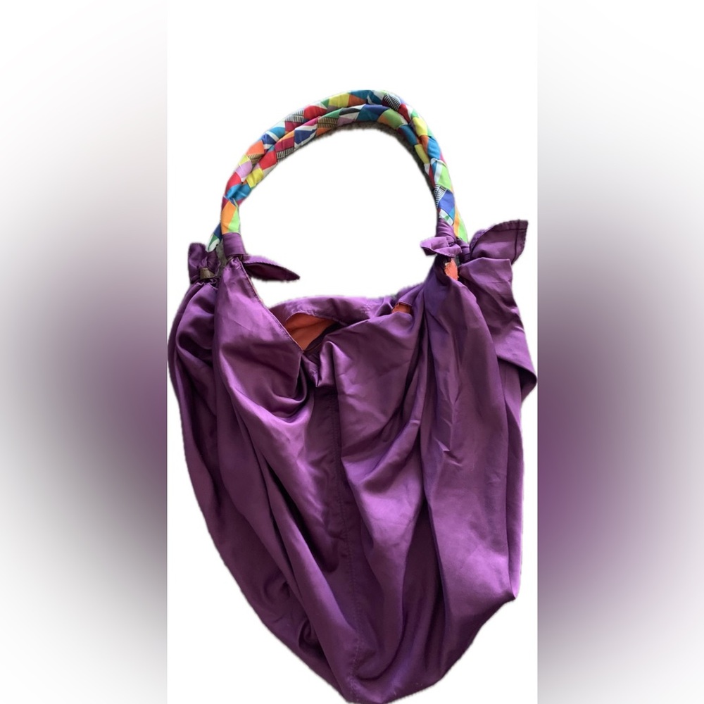 Vibrant Purple Women's Shoulder Bag with Multicolor Straps Colorful Purse Tote